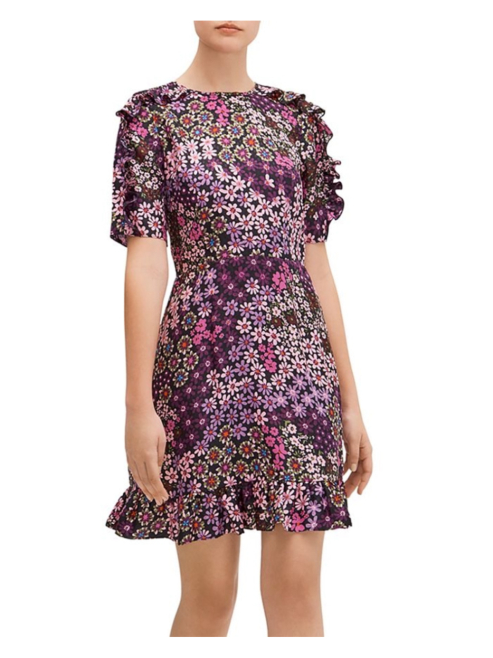 Kate Spade Pacific Petals Smocked Purple Floral Dress 8